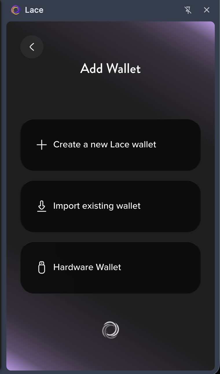Create a new Lace wallet
