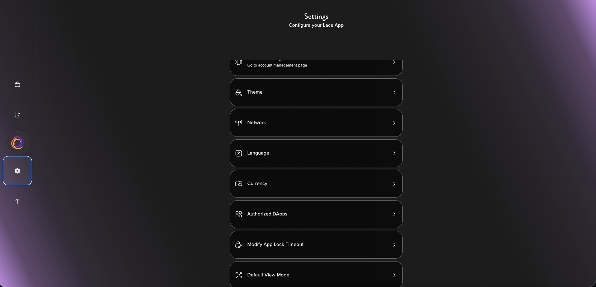 Cogwheel → Default View Mode
