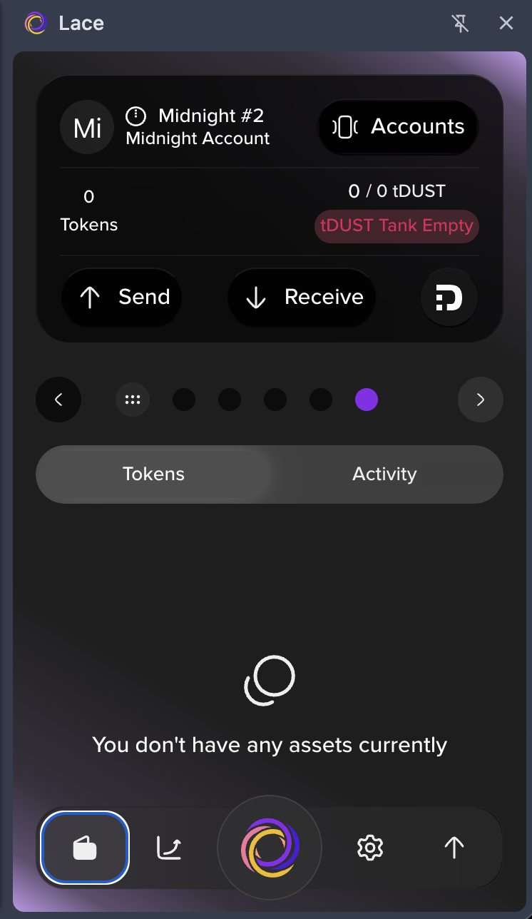 Wallet tab selected